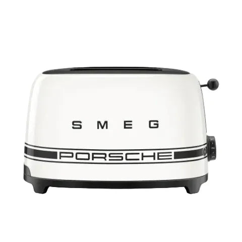 Smeg Porsche x Retro Style 2-Slice Toaster, 950W Carrara White TSF01PCWEU