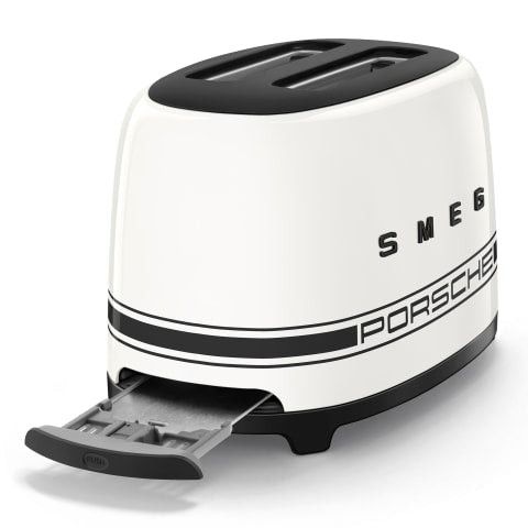 Smeg Porsche x Retro Style 2-Slice Toaster, 950W Carrara White TSF01PCWEU