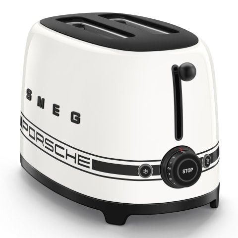 Smeg Porsche x Retro Style 2-Slice Toaster, 950W Carrara White TSF01PCWEU