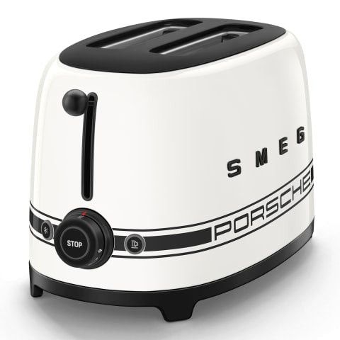 Smeg Porsche x Retro Style 2-Slice Toaster, 950W Carrara White TSF01PCWEU