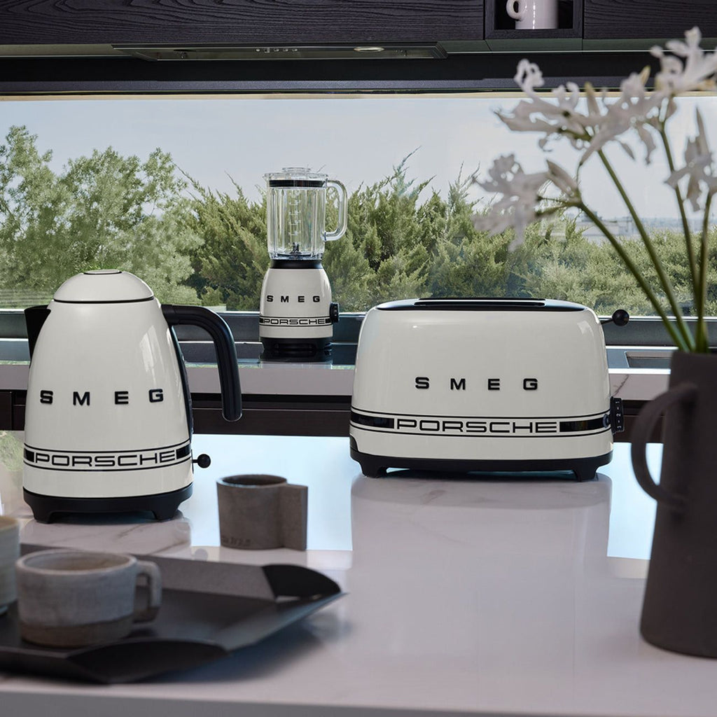 Smeg Porsche x Retro Style 2-Slice Toaster, 950W Carrara White TSF01PCWEU