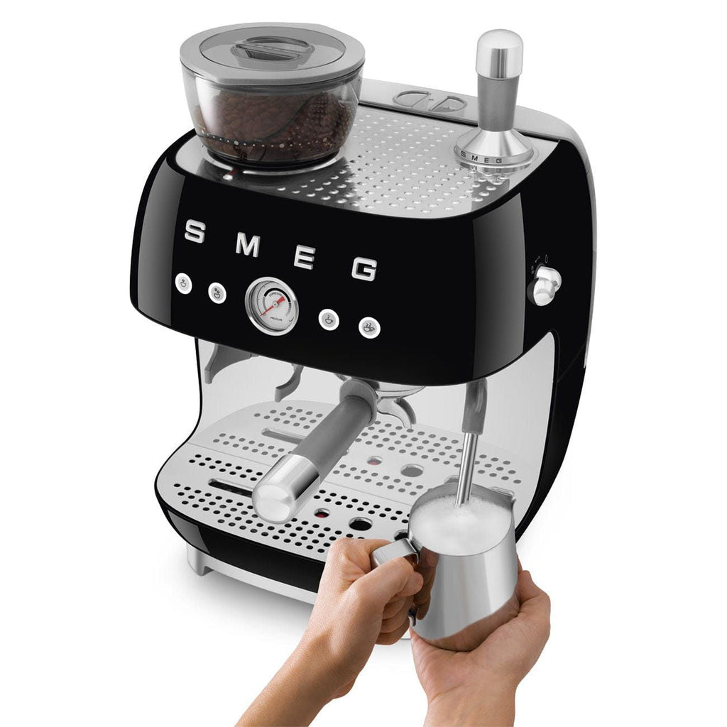 Smeg 50's Style Espresso Manual Coffee Machine Black EGF03BLEU