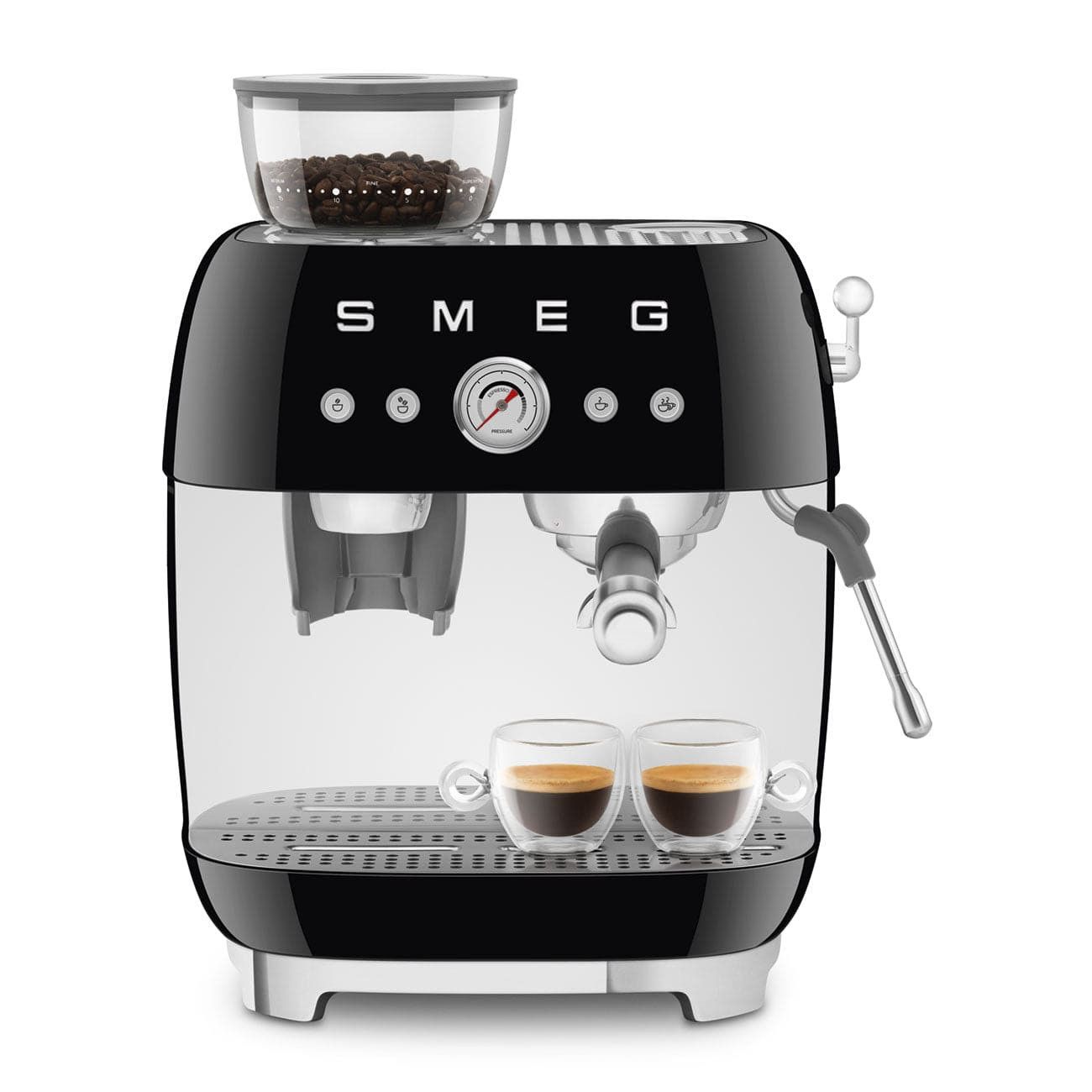 Smeg 50's Style Espresso Manual Coffee Machine Black EGF03BLEU