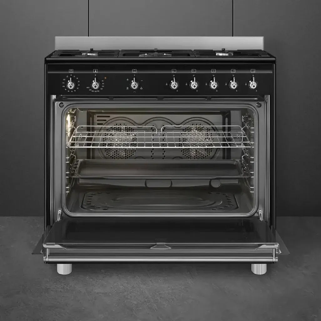 Smeg 90cm Black Classica Gas Cooker SSA91GGBL2