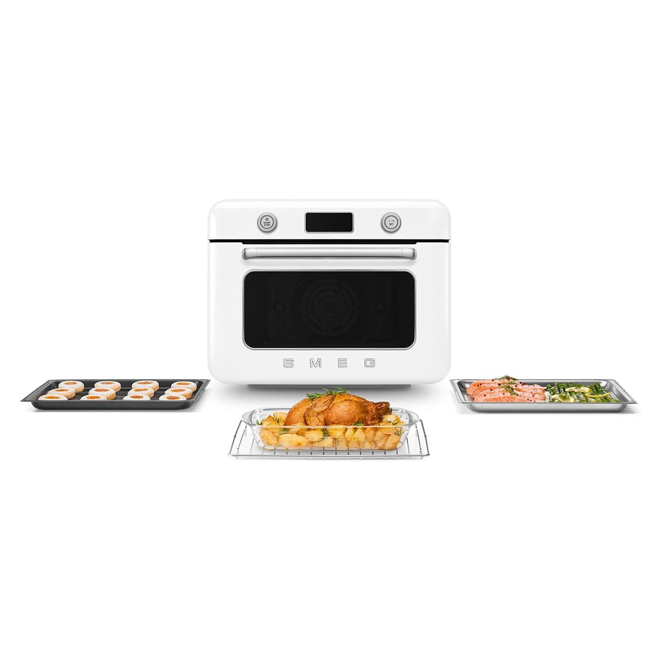 Smeg Countertop Combi Steam Oven 50's Style Aesthetic White Glossy COF01WHEU
