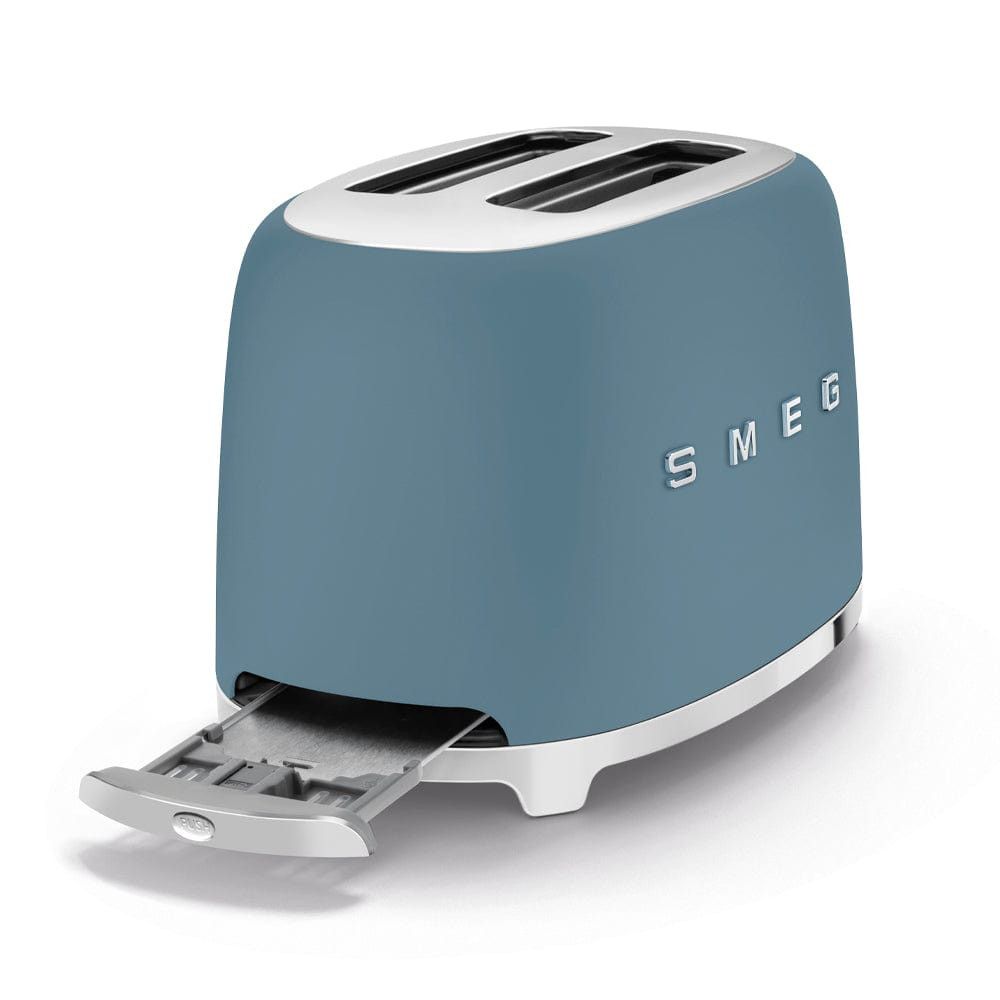 Smeg Retro 50's Style 950W 2 Slice Toaster Matt Storm Blue TSF01SBMEU