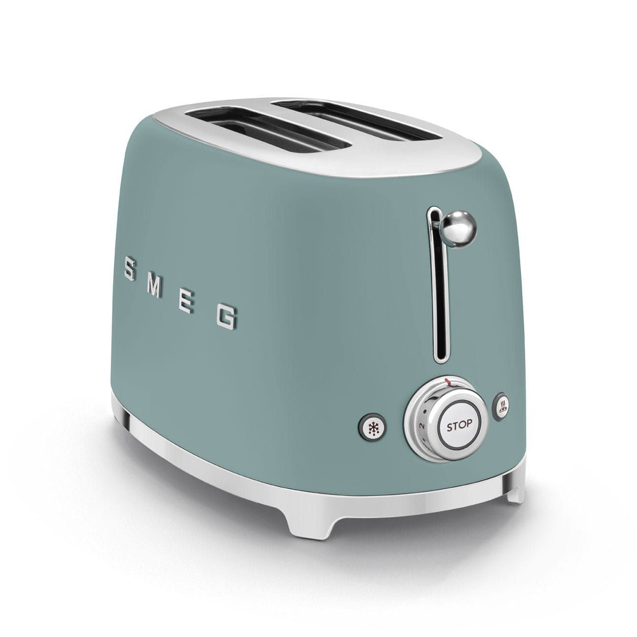 Smeg Retro 50's Style 950W 2 Slice Toaster Matt Emerald Green TSF01EGMEU