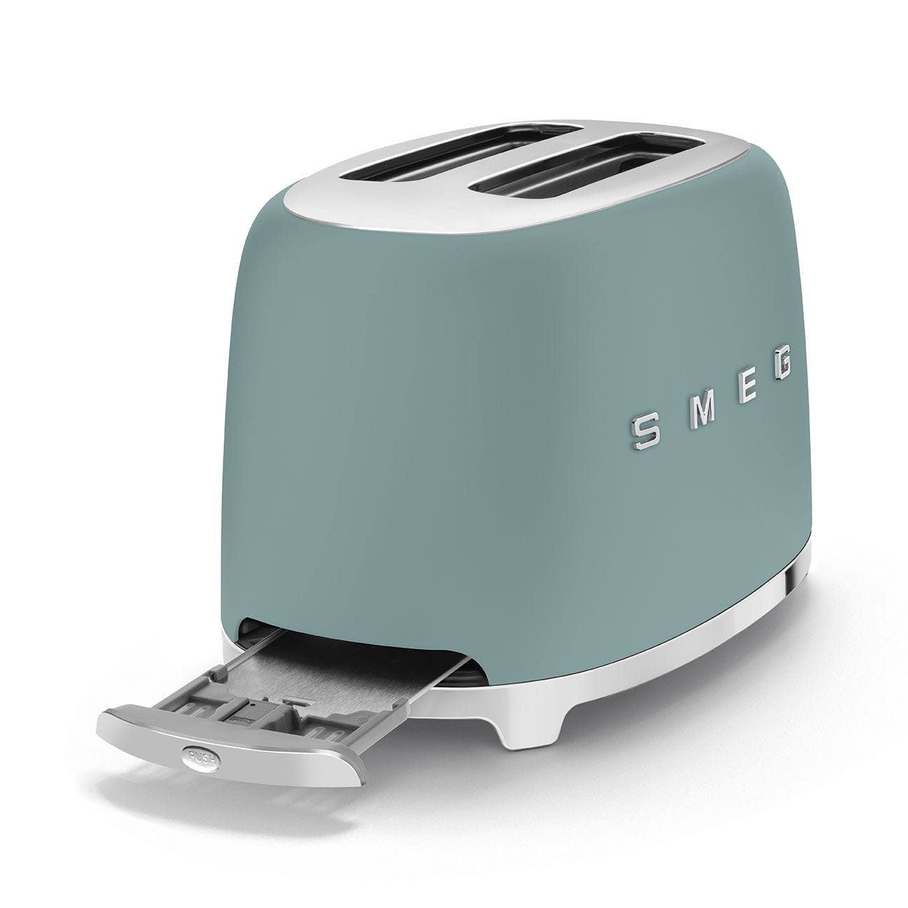 Smeg Retro 50's Style 950W 2 Slice Toaster Matt Emerald Green TSF01EGMEU